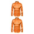 thumbnail image 3 of Minnieouse Slim Fit Camisetas de manga larga para hombres - Camisa de satén transpirable y lavable a máquina para hombre Camisa formal de manga naranja S 2piezas, 3 of 6