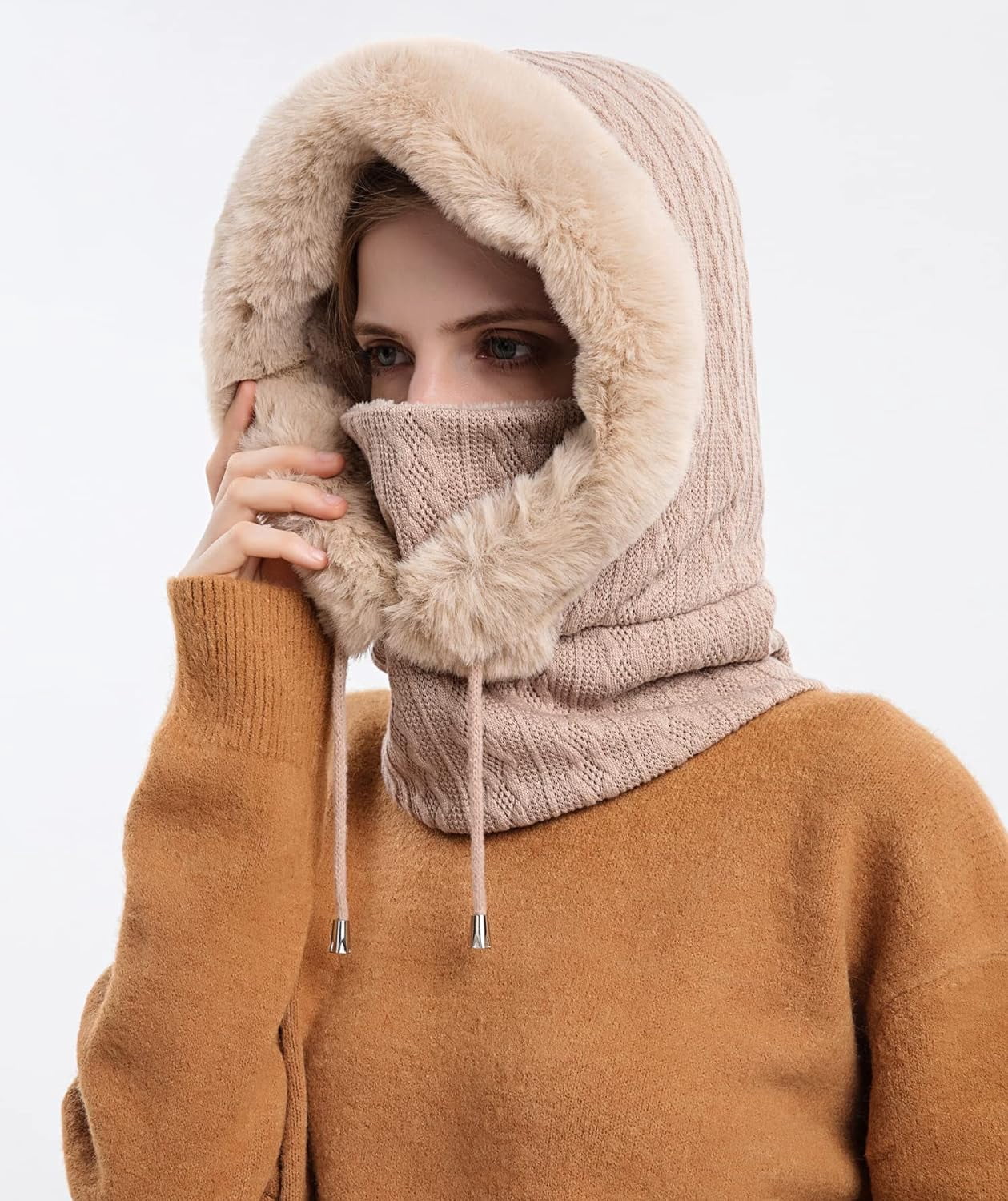 YooGuoGuo Women Winter One Piece Beanie Hat Slouchy Fleece Balaclavas Face Mask Neck Scarf Set Earmuff Ski Snow Knit Hats