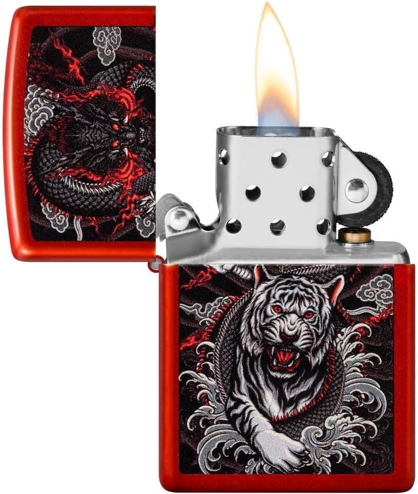Zippo Lighter - Personalized Custom Message Engrave Dragon Tiger Design 48933
