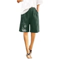 thumbnail image 4 of JUSLIO Women's Shorts,with Pockets High Waist 5" Mid-Length Shorts,Faux Linen Graphic Shorts,Lightweight,Mint Green,Size L, 4 of 7