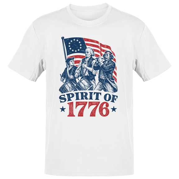 Smartprints Spirit of 1776 Patriotic Men's T-Shirt White, Cotton, S