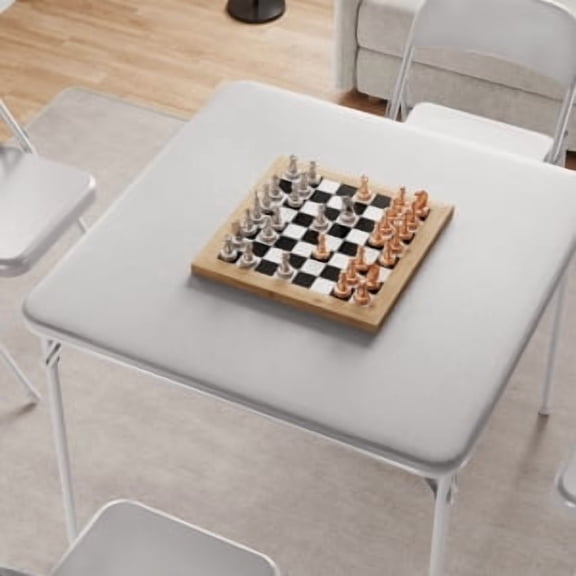 Acekid 33.6 Inch Folding Table Folding Card Table Portable Square Folding Table with PU Soft Cushion Metal Foldable Table Grey