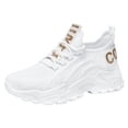thumbnail image 3 of Womens Lace Up Running Shoes Comfortable Slip On Athletic Sneakers Lightweight Mesh Soft Sole NonSlip Work Shoes White Size 6.5, 3 of 4
