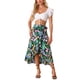 thumbnail image 2 of Falda Tropical Floral con Volantes para Mujeres INSPIRE CHIC, con Nudo Autoadhesivo, Falda de Playa Hawaiana, Corte Lateral, Azul Oscuro S, 2 of 6