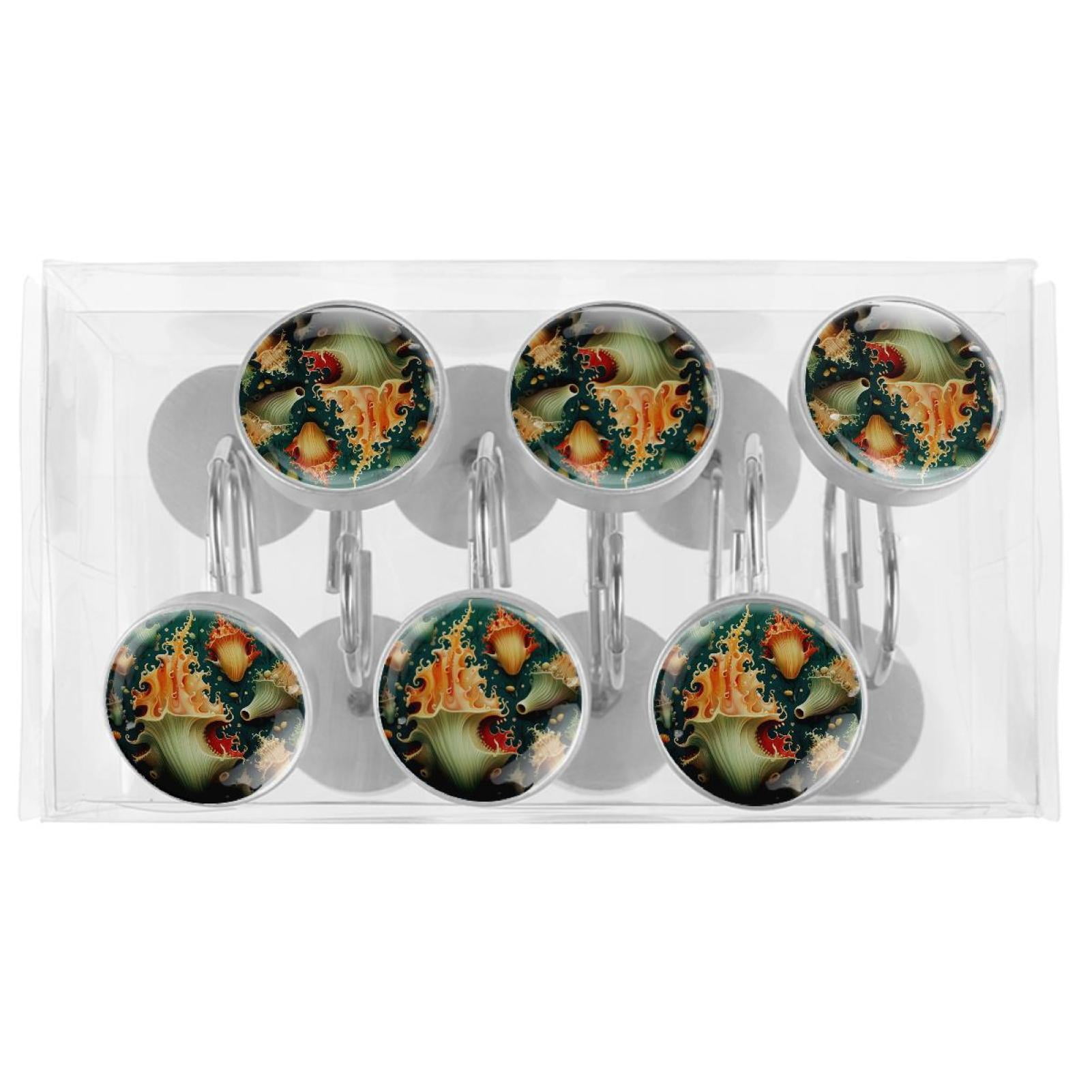 HemaKayy 12 Pcs Decorative Shower Curtain Hooks - Stainless Steel Rings for Bathroom Décor - Easy Glide & Secure Hold - Perfect Decoration for Bathroom Shower Rods - Ocean Sea Slug