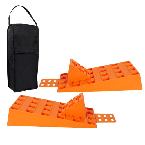 8-Piece Curved RV Leveling Blocks Kit, Camper Wheel Leveler Stabilizer Set with Chocks, Rubber Mats and Storage Bag for Travel Trailer Motorhome
