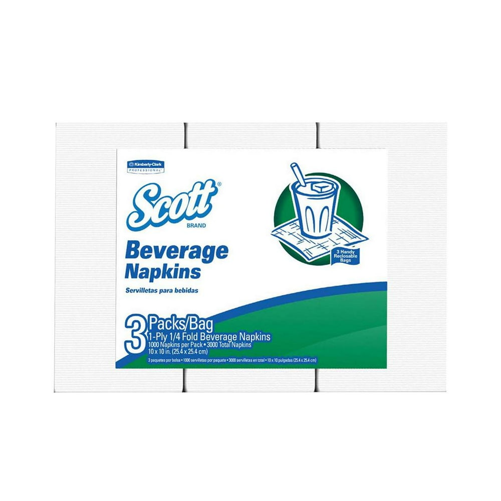 Scott Beverage Napkins, 3,000 ct. White