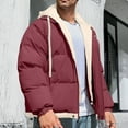 thumbnail image 5 of Maoxin Mens Jacket Men's Solid Color Thick Dake TwoLayer Windproof Pocket Zipper Hooded Outdoor Jacket Jackets for Men , Wine , L, 5 of 6
