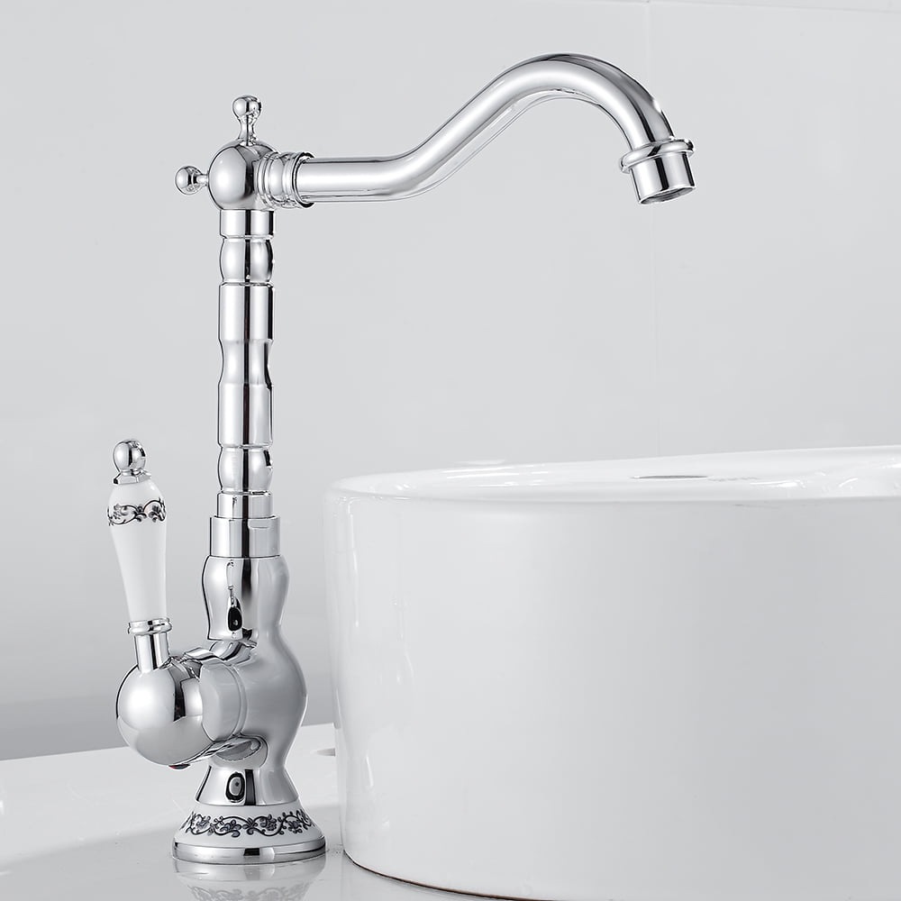 Willstar Retro Sink Faucet Hot & Cold Antique Style Solid Brass Kitchen Bathroom Basin Sink Faucet Pipes Mixer Tap