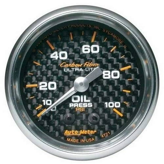 AUTO METER 4721 2IN OIL PRESS, 0-100 PSI, MECH, CARBON FIBER