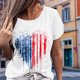 thumbnail image 4 of Imprimir Camisetas Casuales Camiseta holgada para mujer Camiseta con rayas de estrellas del 4 de julio Tops femeninos de verano (Blanco XXL) Cgtredaw Para estrenar, 4 of 6