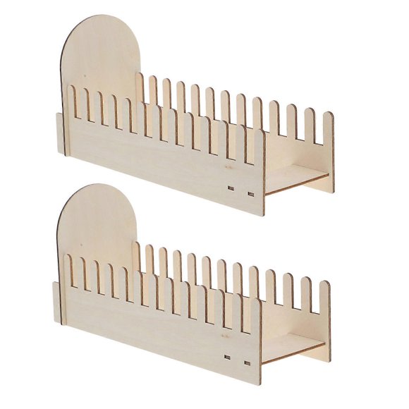 Wood Greeting Card Display Post Card Stand for Home Light Yellow Material Organizer Rack 2Pcs
