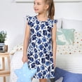 thumbnail image 4 of Balery Blue Ink Flowers Camisón de princesa para niñas, pijama de algodón con mangas abullonadas, suave y bonito.-XX-Large, 4 of 6