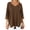 T81 Brown, variant on Likimi Womens Tops Loose Fitting Denim V Neck Long Sleeve Solid Color Breathable Soft Tee Blue Size S