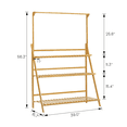 thumbnail image 2 of MoNiBloom Bamboo 3 Tiers Plant Stand, Adjustable Hanging Rod Flower Rack, Natural, for Garden, 2 of 10