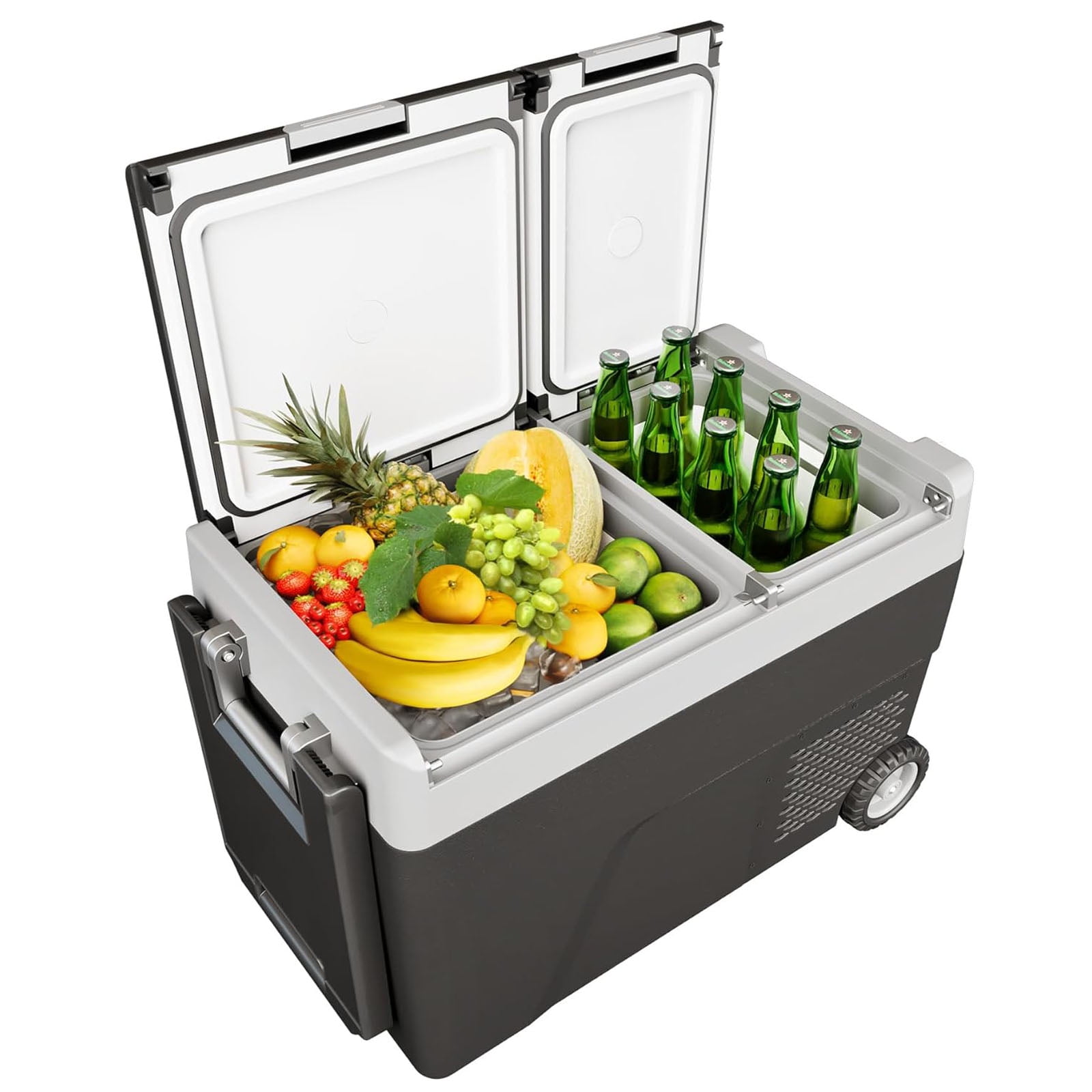 Ladcaser Portable Car Electric Cooler, 12V Refrigerator Fridge Freezer for Car, Dual Zone, -4℉~68℉, App Control, Wheels, AC/DC Charger for Camping, Picnic, Travel, Road Trip