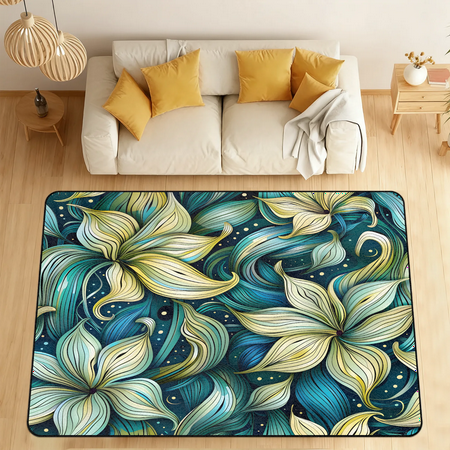 CURLYOOT Tropical Plant Area Rugs for Living Room Bedroom 4 10 x 6 8 Washable Rug Vintage Floor Carpet with Non Slip Backing for Dining Room Indoor