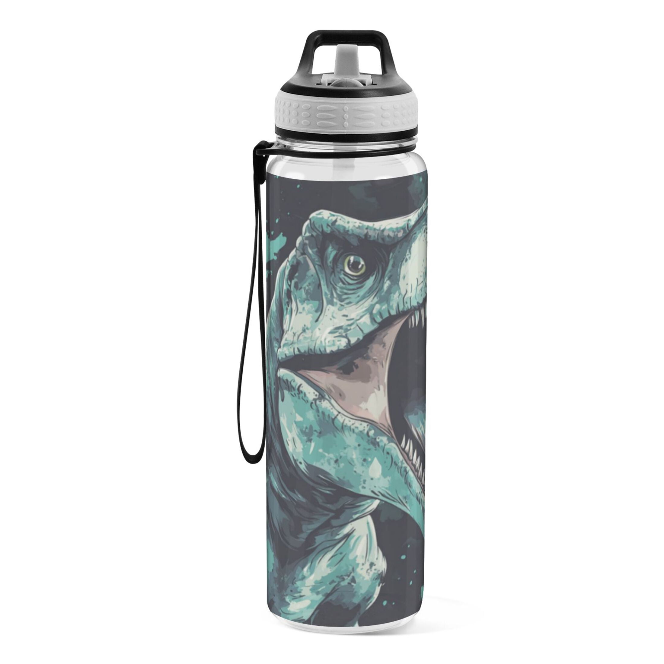Qxltty Tyrannosaurus Rex Water Bottle 32 oz with Straw BPA Free Reusable Fitness Sport Bottle Perfect for Travel School Outdoors and Gym