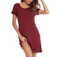 thumbnail image 4 of Clothing 2025 Women's Nightshirt Short Sleeve Soft Nightgown Sleep Dress With Pocket (Available In Plus Size), 4 of 8