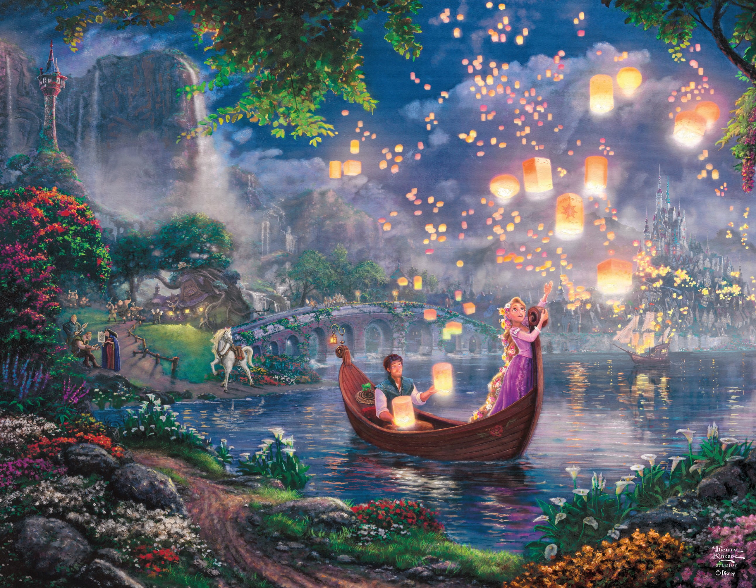 Ceaco - Thomas Kinkade - Disney - Princess Collection - Four 500 Piece Interlocking Jigsaw Puzzle
