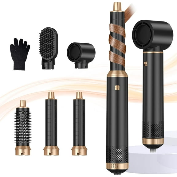 5-in-1 Professional Hot Air Styler Kit, Complete Hair Dryer Brush System with Interchangeable Attachments for Volumizing, Smoothing & Auto-Wrapping Curls