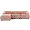 thumbnail image 3 of 3-Seater L Shaped Modular Sectional Sofa Couch, Upholstered Button Tufted DIY Combination Sofa with Reversible Ottoman, 250lbs/Seat Load Pink, 3 of 9