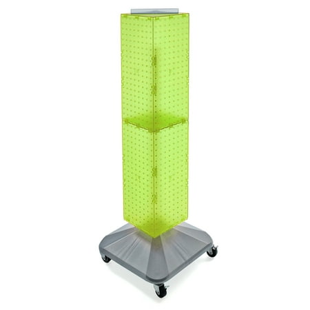 UPC: 0794504865738 | Azar Displays 703388-GRE Green Four-Sided Pegboard Floor Display on Revolving Wheeled Base. Spinner Rack Tower. Panel Size: 8 W x 40 H