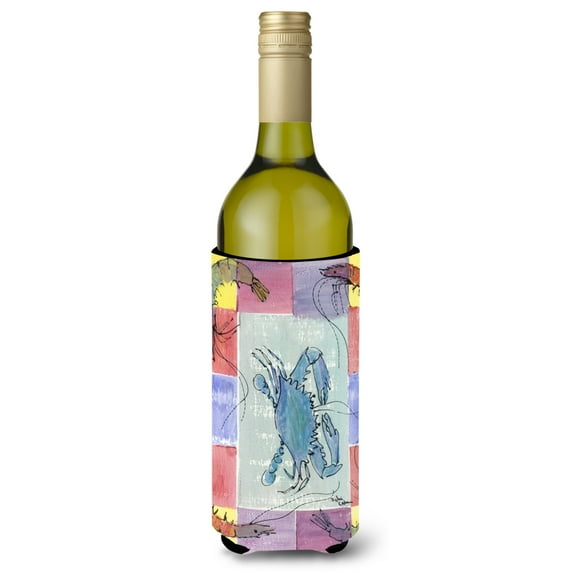 Carolines Treasures 8021LITERK Crab and Shrimp Wine Bottle Hugger Wine Bottle multicolor
