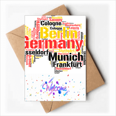 Germany City Name Map Style Illustration Welcome Back Greeting Cards Envelopes Blank