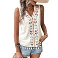 thumbnail image 5 of STARVNC Women Embroidered V Neck Sleeveless Tassel Fringe Tank Top, 5 of 6