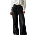 thumbnail image 2 of Miqool Wide Leg Jeans for Women Trendy Pleated High Waisted Drawstring Tie Elastic Waist Stretchy Denim Pants Trouser Jeans with Pockets, 2 of 7
