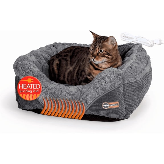 Pet Lounge Sleeper Indoor Heated Dog Bed for Small Dogs & Cats - Automatic Dog Heating Pad Indoor, Warm Calming Pillow Bed, Machine Washable - Small 20.5" X 19.5" X 6.5"