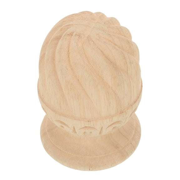 OUNONA Beige Solid Wood Finials with Decorative Carved Details for Bed Posts, Curtain Rods, and Home Decor