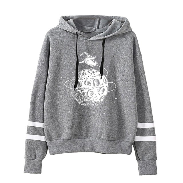 Penkiiy Chandails à Capuche pour Femmes Chandail à Manches Longues à Rayures chandail Gris Vêtements Y2K