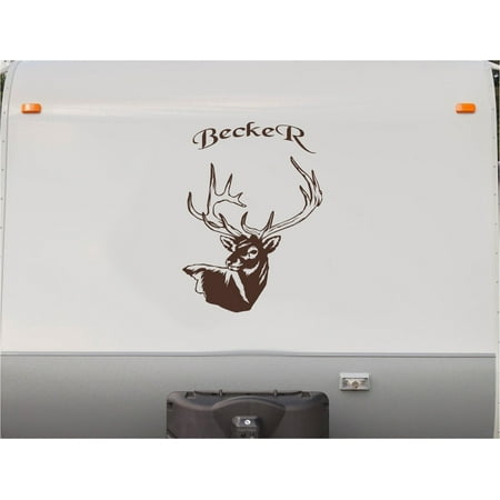 Buck Deer Hunting Head Mountains RV Camper 5th Wheel Motor Home Vinyl Decal Sticker
