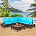 thumbnail image 2 of 4 Pieces Patio Cushioned Rattan Sofa Coffee Table Furniture Set with Wooden Side Table Lounge Chair Outdoor My Lux Decor Round, 2 of 8