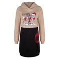 thumbnail image 4 of Vestido con capucha, estampado navideño, bloque de color con bolsillo lateral, manga larga, suelto, informal, cuello redondo, vestido con capucha, 4 of 6