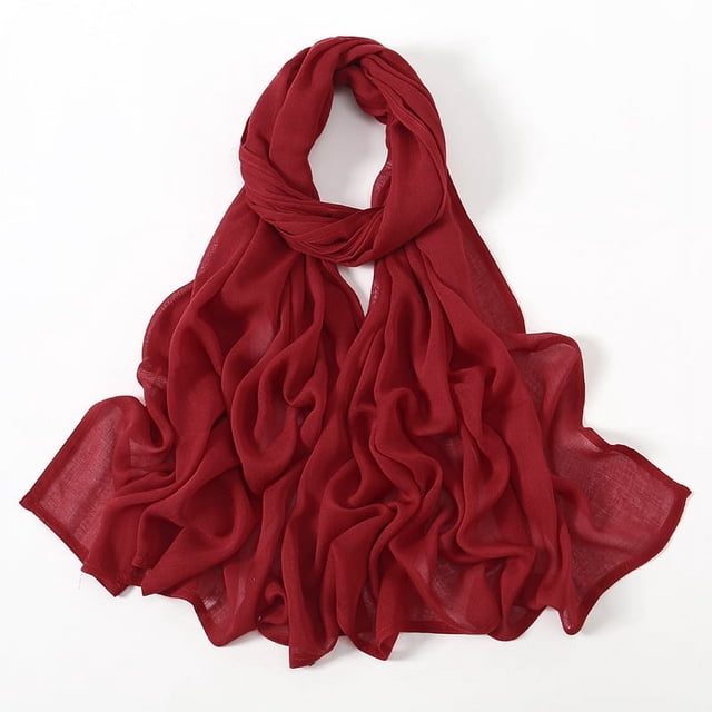 Nvzi Elegante bufanda personalizada, nueva bufanda de algodón con borde ancho de color sólido, bufanda protectora solar, bufanda simple y suave y versátil (rojo vino)