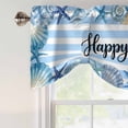thumbnail image 5 of Happy Summer Tie Up Valances Curtain, Adjustable Kitchen Blue Starfish Shell Seashell Ocean Striped Valances for Windows Decor, Rod Pocket Short Curtains Set for Bedroom/Bathroom, 42"x18", 5 of 9
