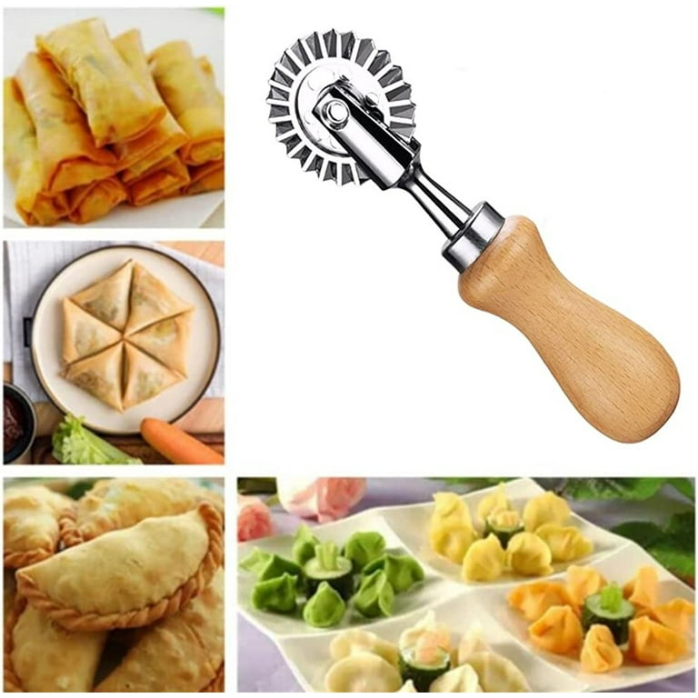 3 Patterns Stainless Steel Pizza Cutter Pastry Pasta Dough Crimper