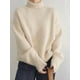 thumbnail image 2 of Suéter holgado de cuello alto 100% cachemira pura para mujer, suéter de lana grueso para otoño e invierno, jersey de base perezosa, 2 of 5
