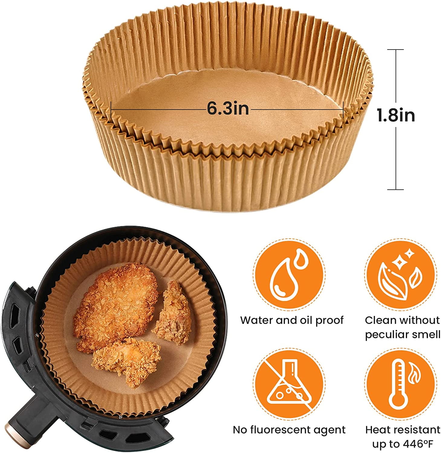 Frieling Parchment Air Fryer Liners, 9 round with holes, 50 pcs in box, 3  boxes