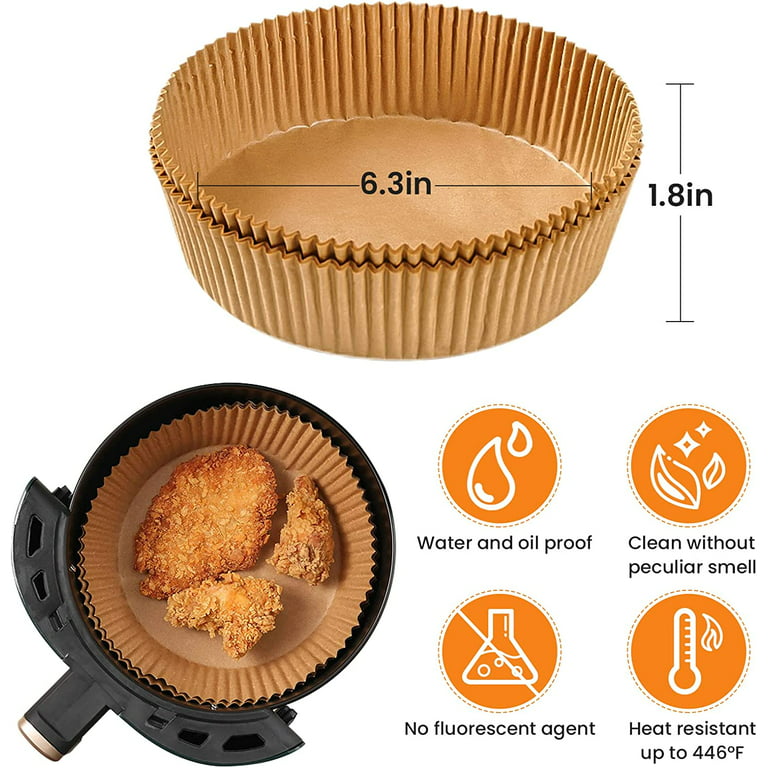 Air Fryer Paper Liners Disposable: 100pcs Oil Proof Parchment Sheets Round,  Airfryer Paper Basket Bowl Liner for Baking