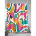 thumbnail image 5 of Abstract Art Shower Curtain Set ，Waterproof Fabric Shower Curtains Impressionist Style Pink Green Water Ripple Shower Curtains for Bathroom,Bathroom Decor 72"x72", 5 of 6