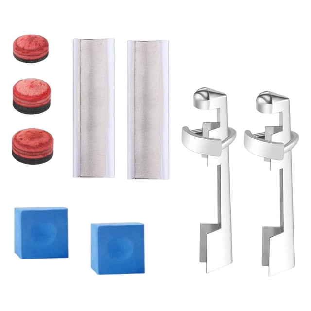 koolsoo 9 Pcs Embout de Queue de Billard, Cubes de Craie, Fournitures de Billard, Formeur de Queue de Billard Argent