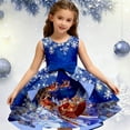 thumbnail image 2 of XEGLSBU Dresses for Girls Size 6 Girls Christmas Dress Sleeveless Santa Snowman Christmas Party Prom Formal Gowns Toddler Festival Outits Girls Dresses Blue Flowers Blue-A Size 4-5 Years, 2 of 4