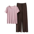 thumbnail image 2 of Weiqiqre Ensemble de Pyjama pour Femmes Pyjamas Rafraîchissants Ensembles d'Été Assortis Manches Courtes Ensemble de Détente Femmes, 2 of 3