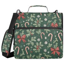 FORMRS Zipper Binder with Shoulder Strap 1.5-inch Ring 500 Sheet Capacity File Bag, Christmas Candy Cane