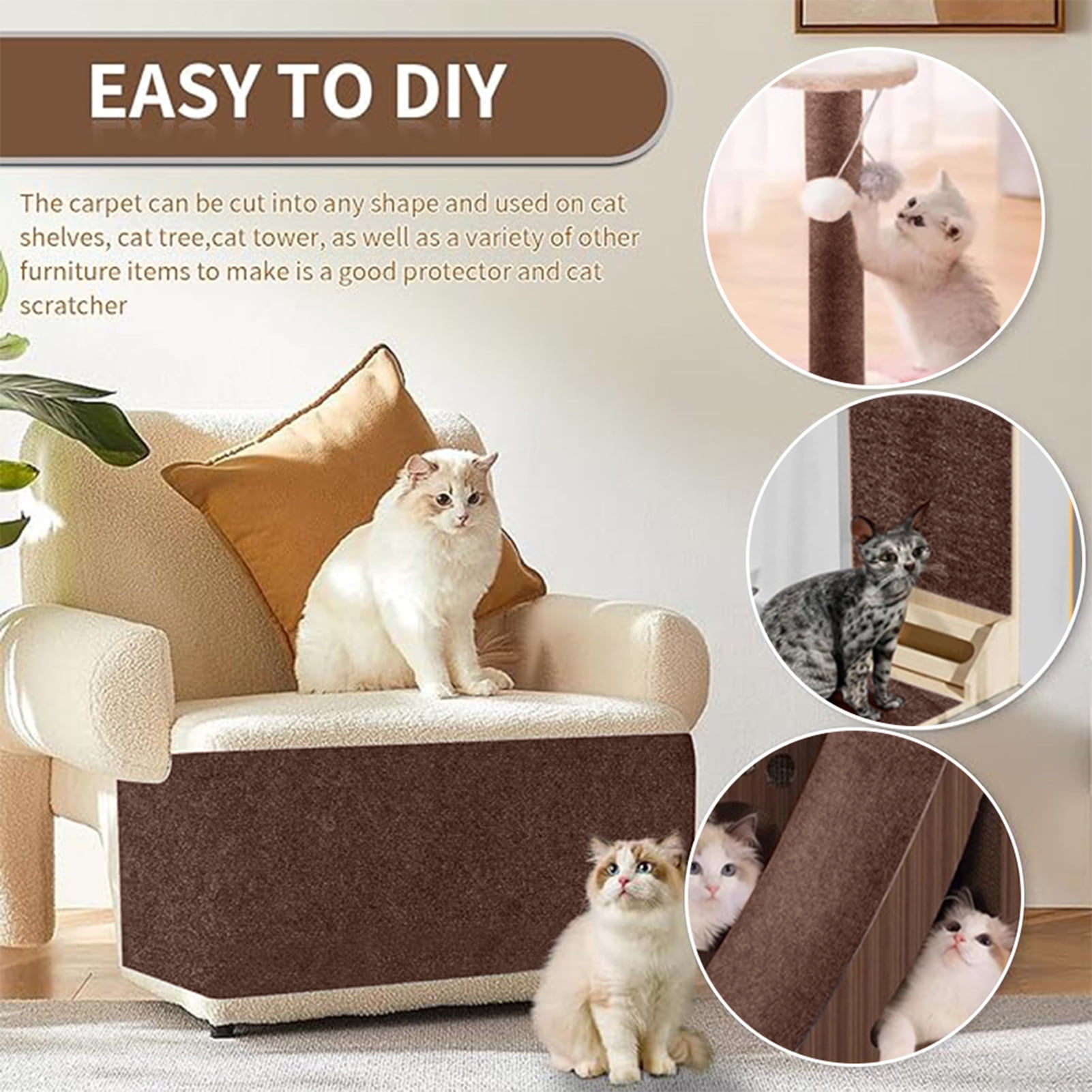 YIFAEUX Cat Scratch Furniture Protector Adhesive Cat Scratch Pad Sofa Protector DIY Climbing Cat Scratcher Couch Protector for Indoor Cat