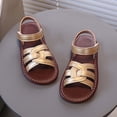 thumbnail image 4 of Girls Retro Open Toe Beach Sandals Woven Design Soft Comfortable Sole Versatile Stylish Casual Footwear For Kids Daily Summer Wear Gold 28, 4 of 7